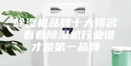 除湿机品牌十大排名 看看除湿机行业谁才是第一品牌