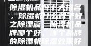 除湿机品牌十大排名，除湿机什么牌子好之除湿篇，除湿机品牌哪个好，哪个品牌的除湿机除湿效果好